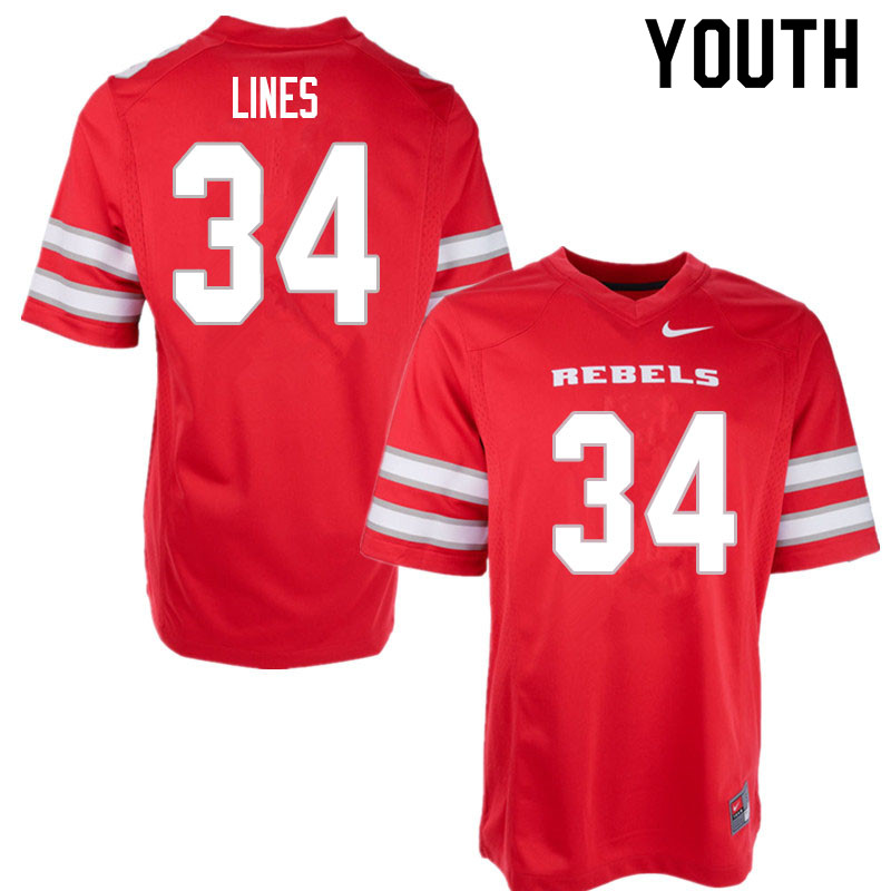 Youth #34 Alex Lines UNLV Rebels College Football Jerseys Sale-Red